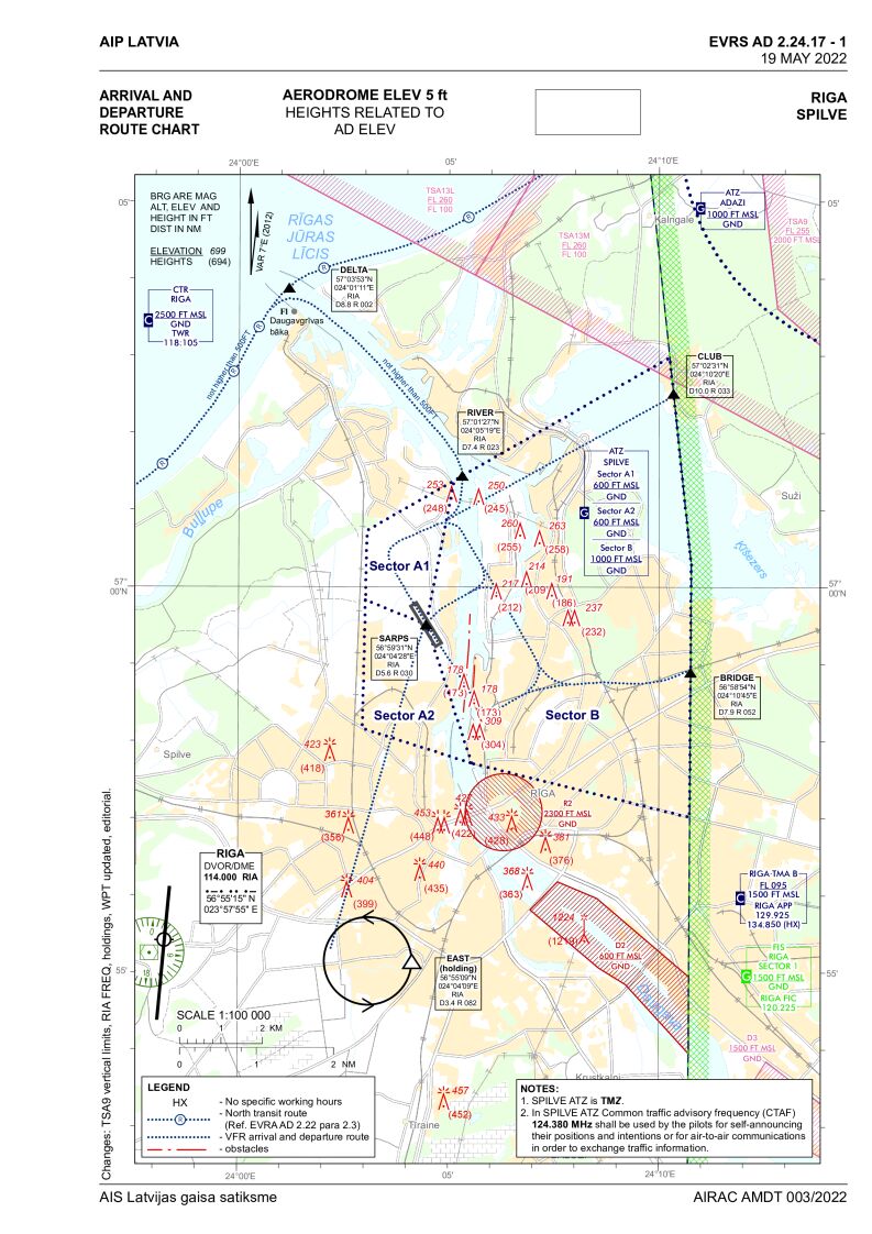 Arrival and departure route chart, { SPILVE } (EVRS)